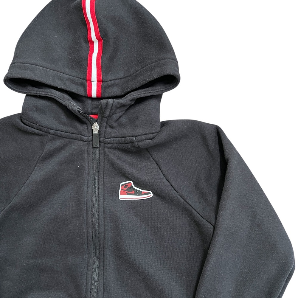 Air Jordan Full Zip Hoodie Jacket Black Red White Youth‎ Kids Size S (8-10)